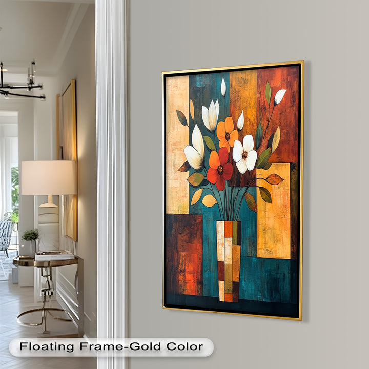 Geometric Bloom – Modern Floral Abstract Oil Painting