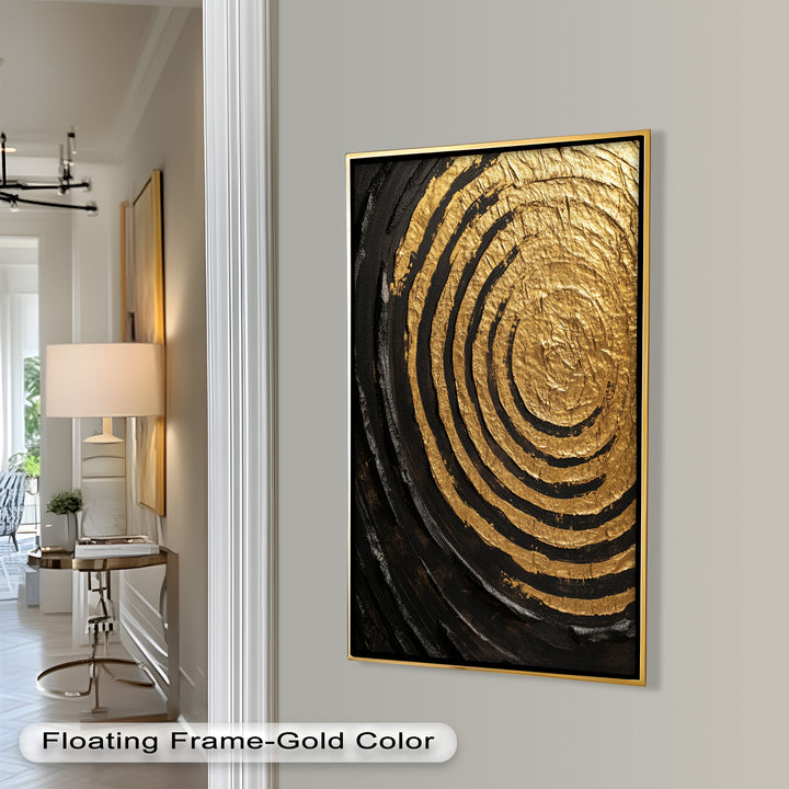 Golden Ripple Radiance – Luxuriöses abstraktes Ölgemälde