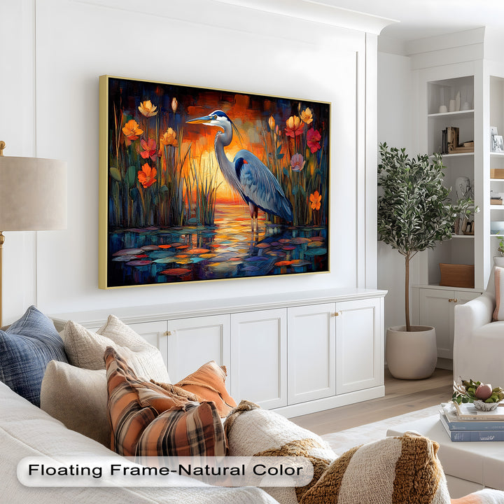 Heron at Sunset  – Animal Oil Painting