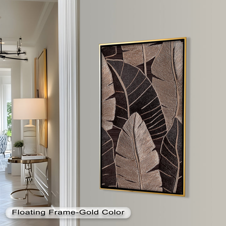 Tactile Tropics – Brown Leaf Composition Flower Oil Painting