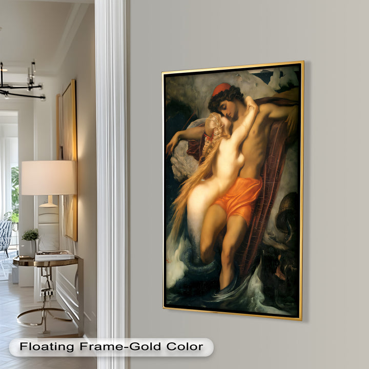 The Embrace of the Sea – Romantic Mythological Nude Oil Painting