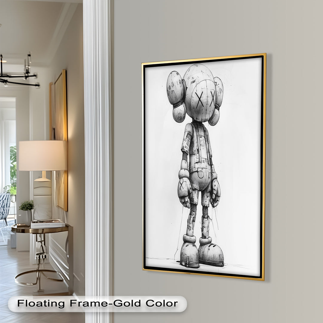 Timber Companion – Monochrome KAWS Oil Painting