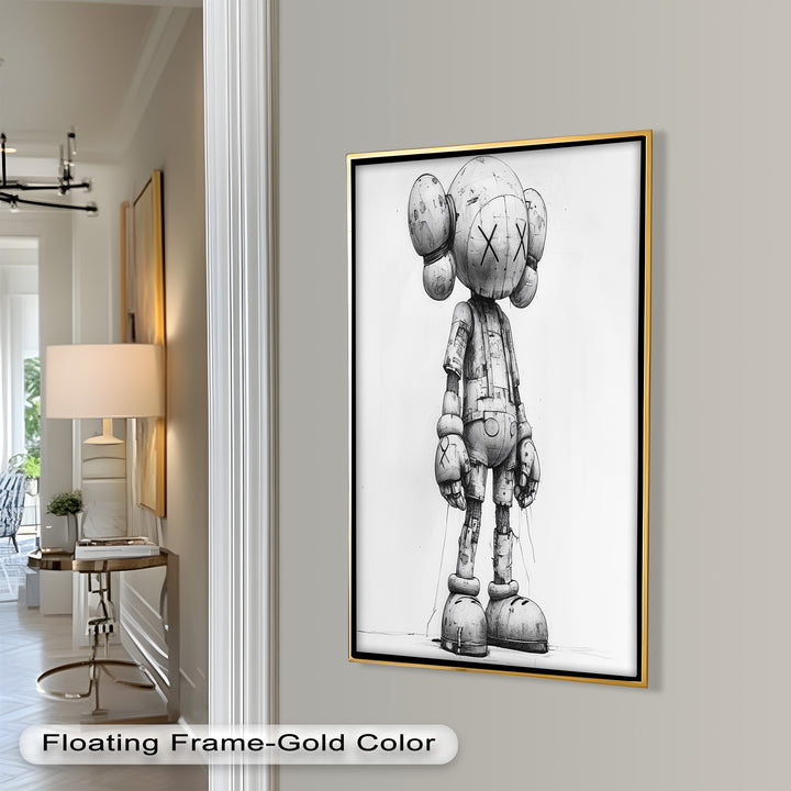 Timber Companion – Monochrome KAWS Oil Painting