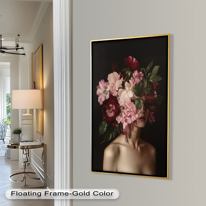 Blossom Veil – Romantic Floral Portrait Oil Painting