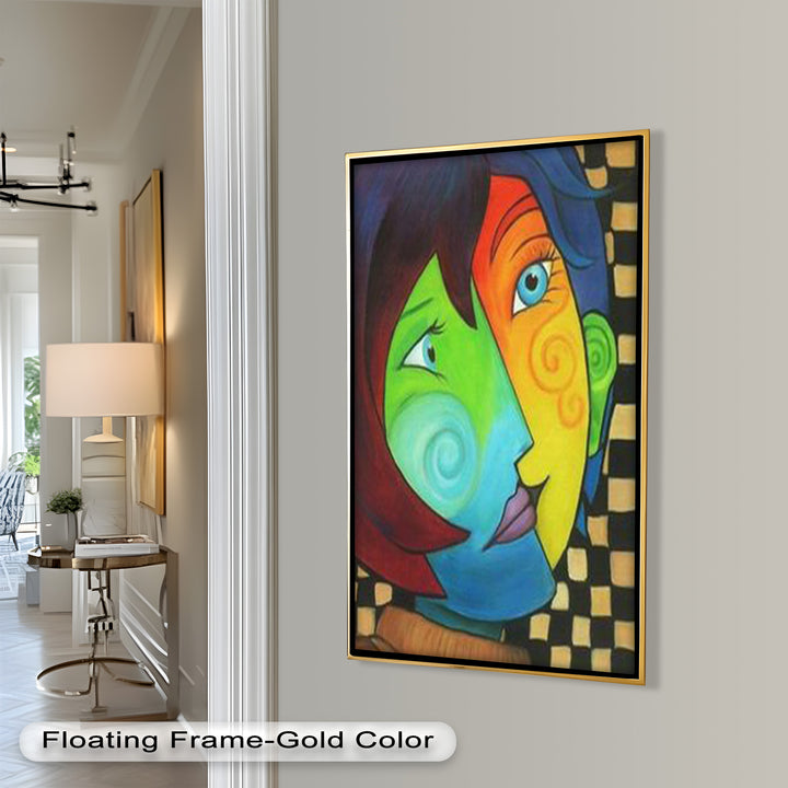 Colorful Duality – Surreal Portrait Fusion in Picasso Oil Painting