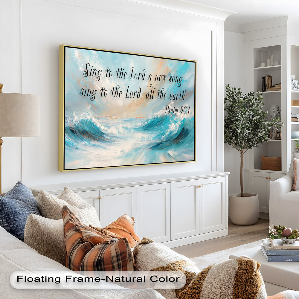 Inspirational Bible Verse Art – Sing to the Lord with Joyful Waves
