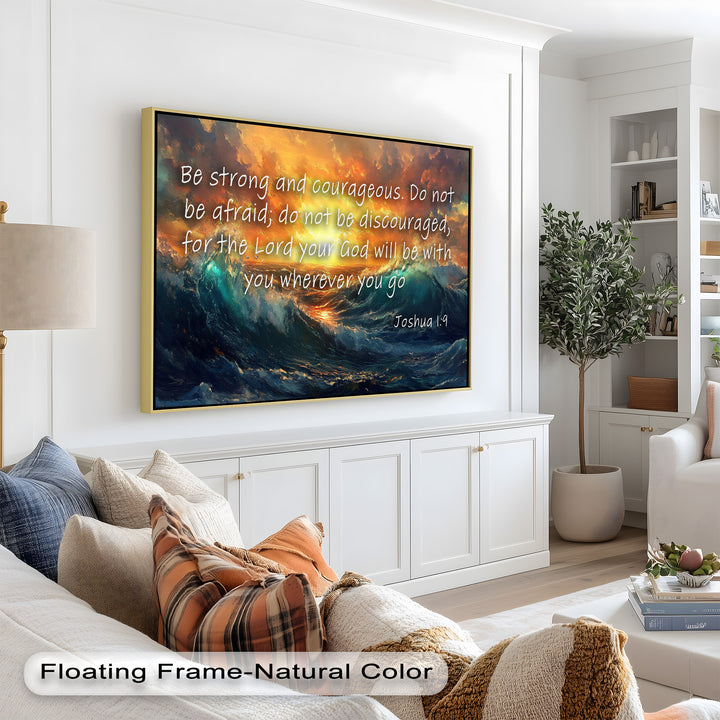 Joshua 1:9 – Courage & Strength Bible Verse Oil Painting