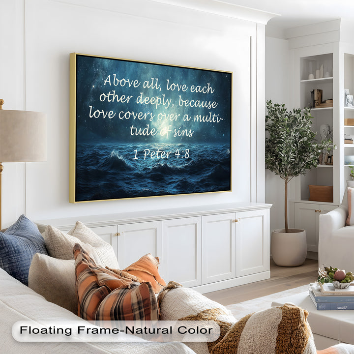 1 Peter 4:8 – Love and Forgiveness Bible Verse Oil Painting