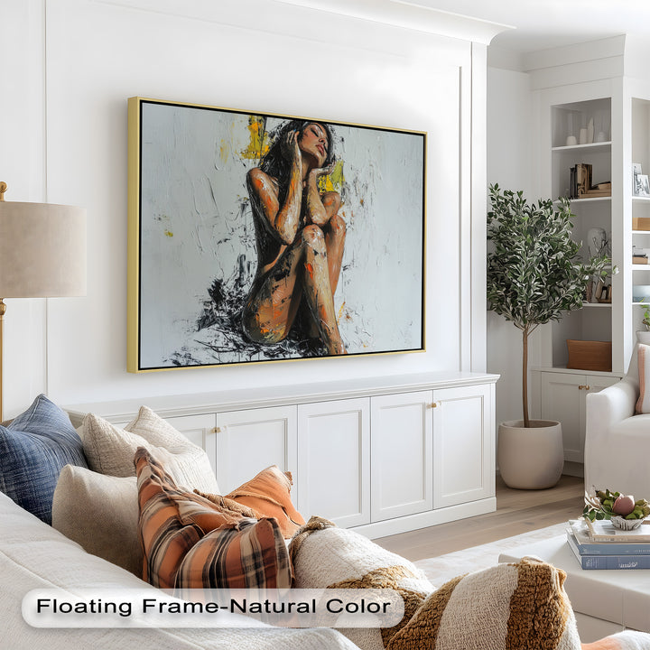 Poise in Silence – Textured Nude Figure Oil Painting