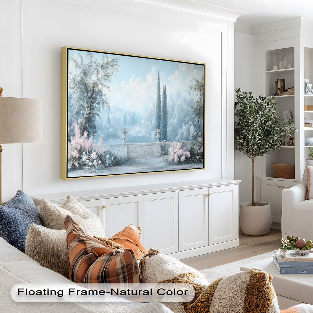 Serene Garden Terrace – Landscape Oil Painting