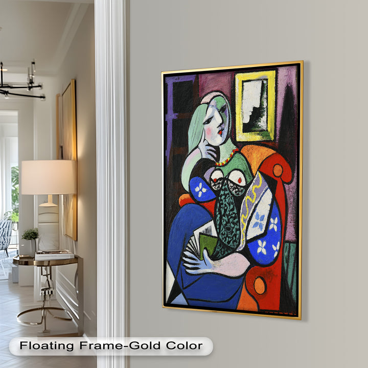 Woman with a Book – Cubist Interior Portrait Picasso Oil Painting