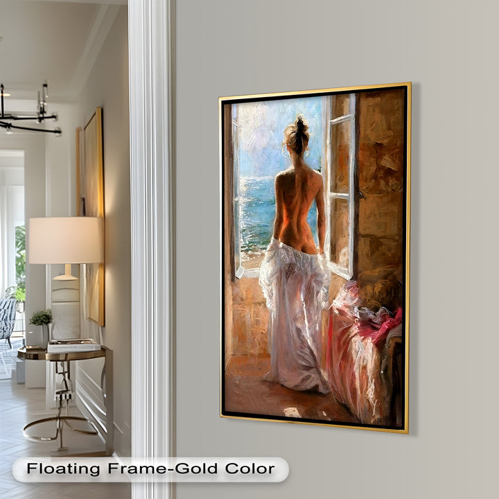 Whispers of the Sea – Romantic Woman by the Ocean Nude Oil Painting