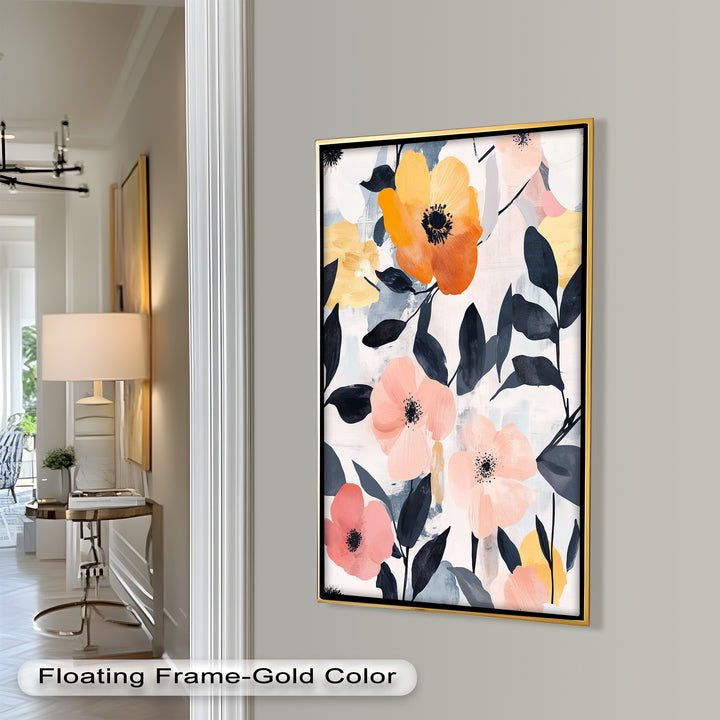 Soft Harmony – Peach and Mustard Floral Oil Painting