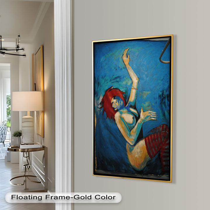 Descent in Blue – Expressionist Female Nude Picasso Oil Painting
