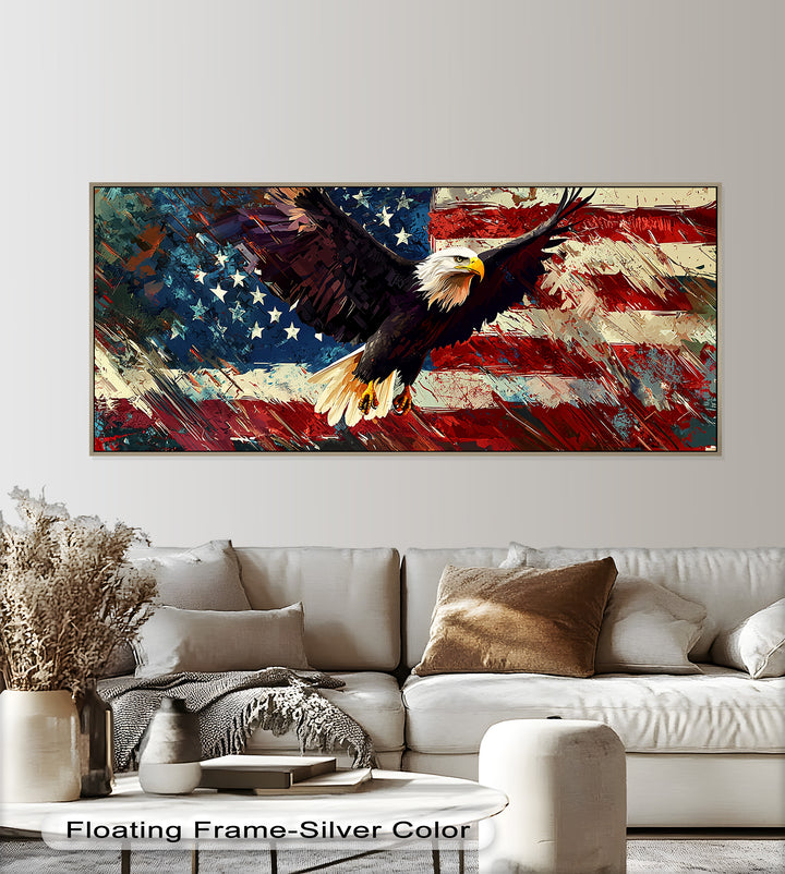 Soaring Freedom – Patriotic Eagle Oil Painting