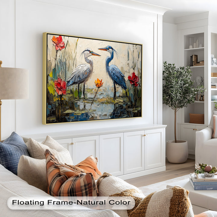 Pair of Herons – Animal Oil Painting