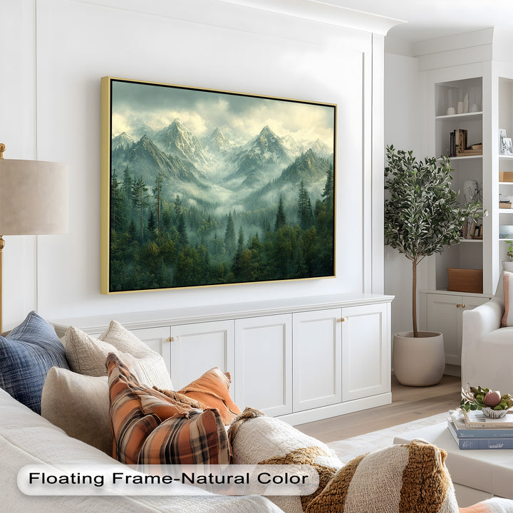 Misty Mountain Forest - Framed Oil Paintings