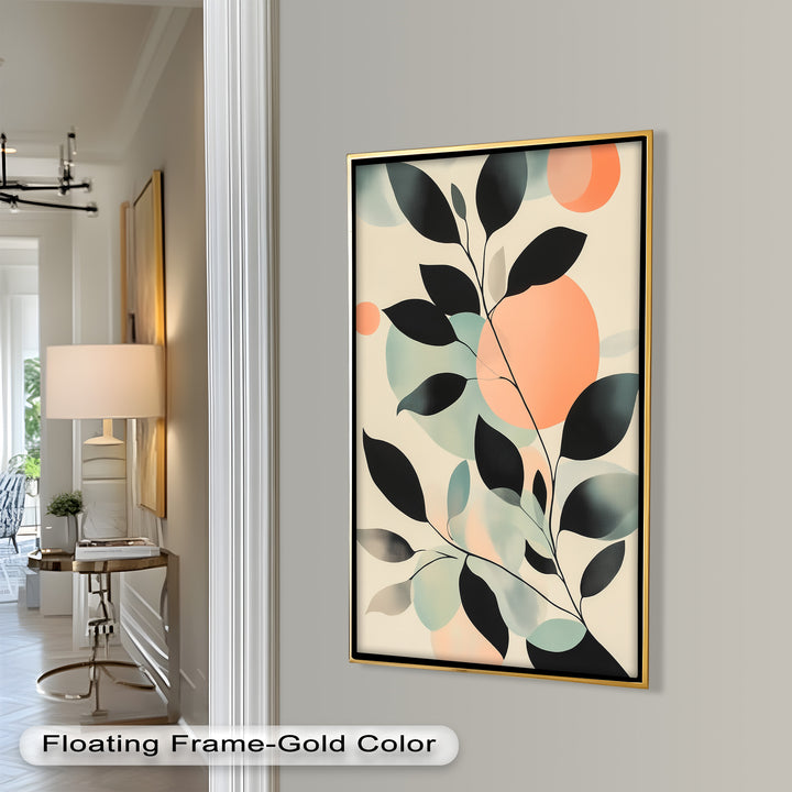 Blush Eclipse – Minimalist Botanical Silhouette Oil Painting