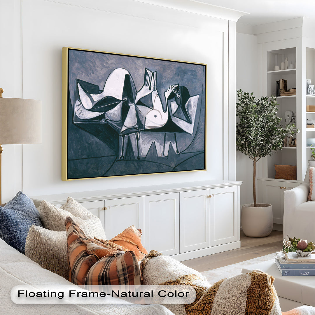 Geometry of Stillness – Monochrome Reclining Picasso Oil Painting
