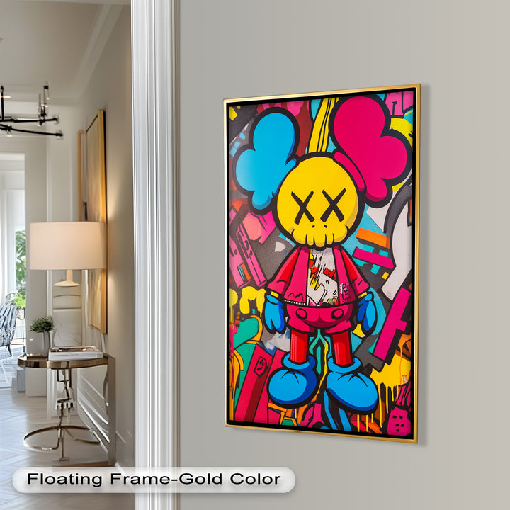 Neon Rebellion – KAWS Graffiti Ölgemälde