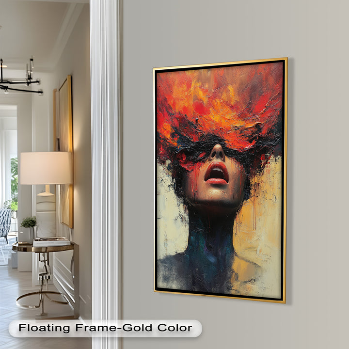 Inferno Within – Fiery Emotional Expression Abstract Oil Painting