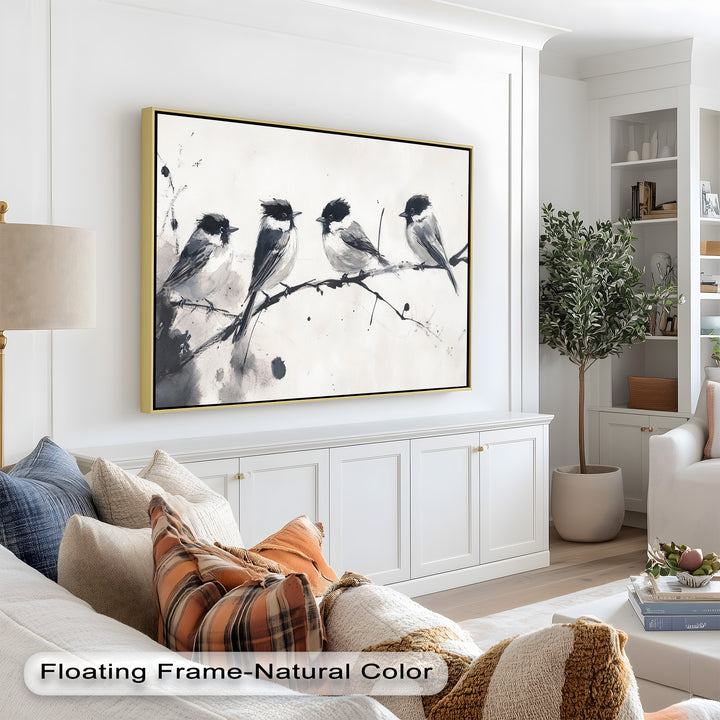 Monochromes Quartett – Vogel-Ölgemälde