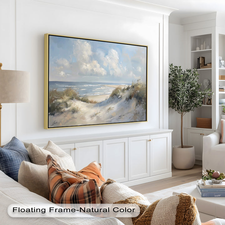 White Sand Beach Sandy Path Landscape – Coastal Oil Painting