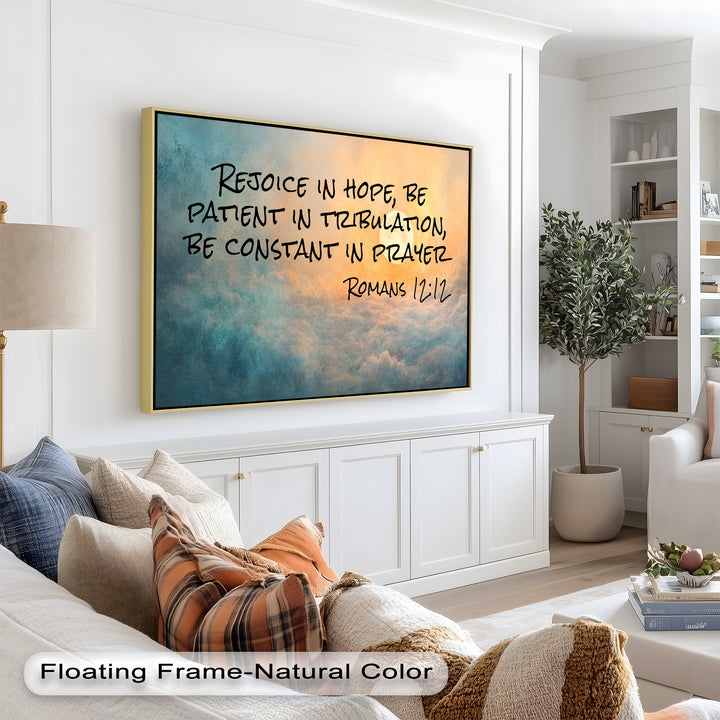 Romans 12:12 – Hope, Patience, and Prayer Bible Verse Oil Painting