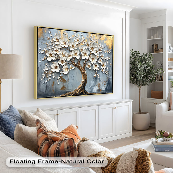 Golden Blossom Tree – Floral Oil Painting