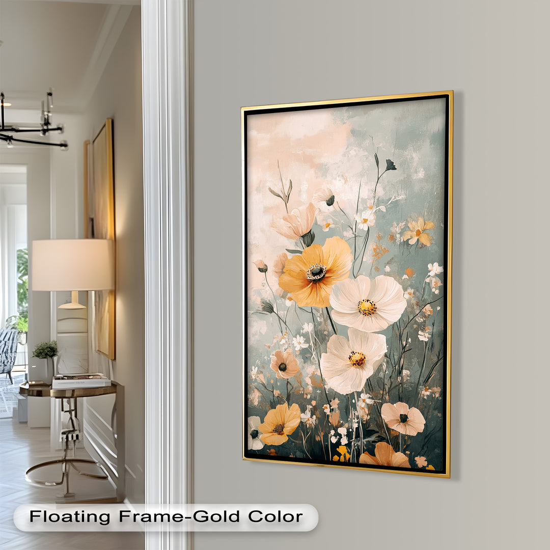 Golden Meadow Bloom - Boho Oil Painting