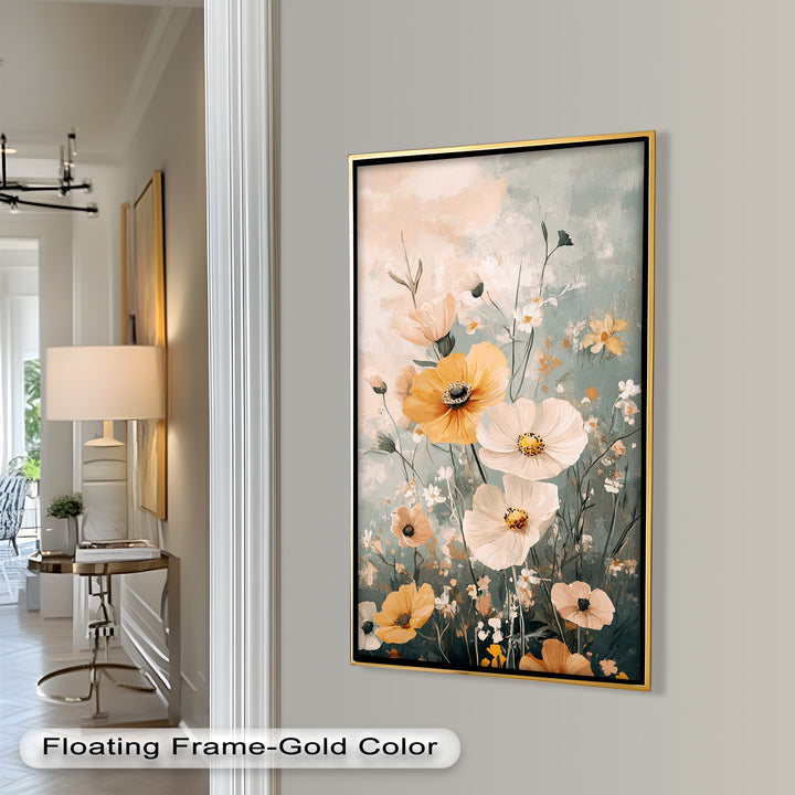 Golden Meadow Bloom - Boho Oil Painting