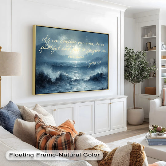 Powerful seascape depicting a stormy sea, symbolizing redemption and forgiveness.

