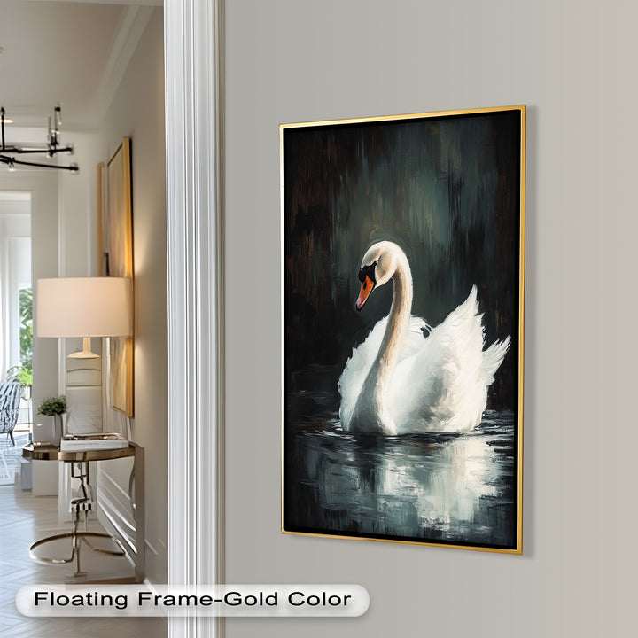Solitary Grace – White Swan Oil Painting