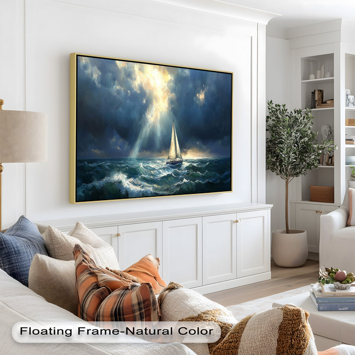 Stormy Horizon – Boat Oil Painting