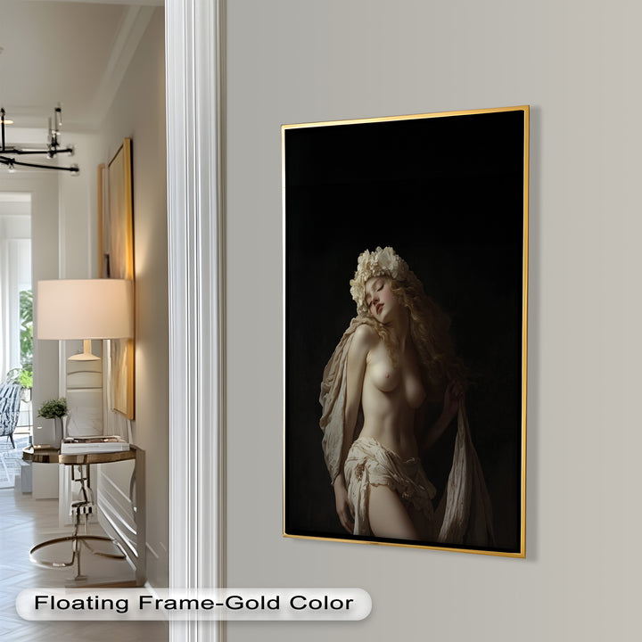 Moonlit Reverie – Classical Nude with Floral Crown Oil Painting