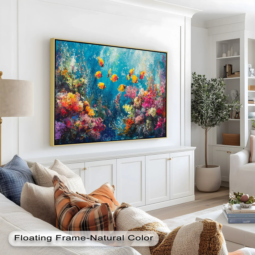 Golden Fish Among Coral Blooms – Animal Oil Painting - MyPhotoStation