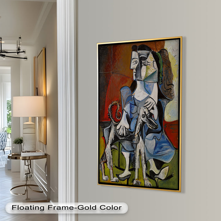 Loyal Companion – Picasso Style Woman with Dog Oil Painting