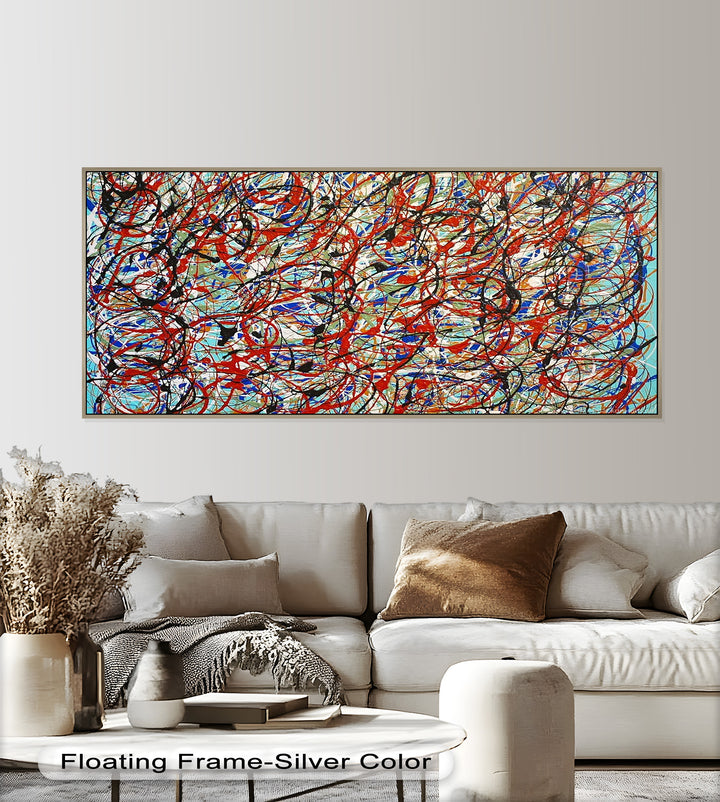 Energetic Action Painting Wall Art – Abstract Oil Painting