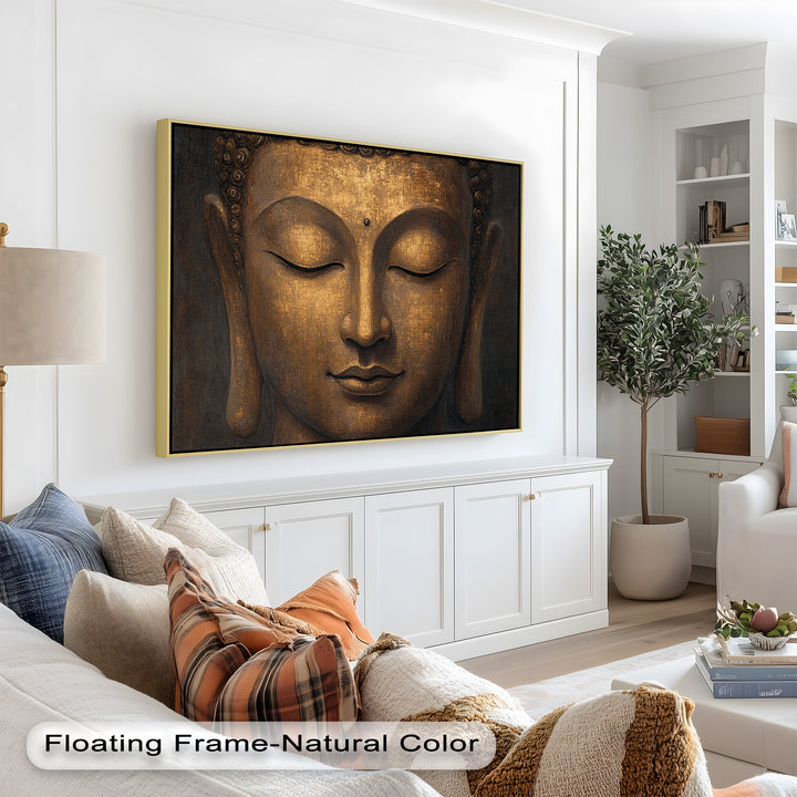 A beautifully detailed artwork of Buddha in meditation, with a glowing complexion and subtle textures evoking harmony and wisdom.