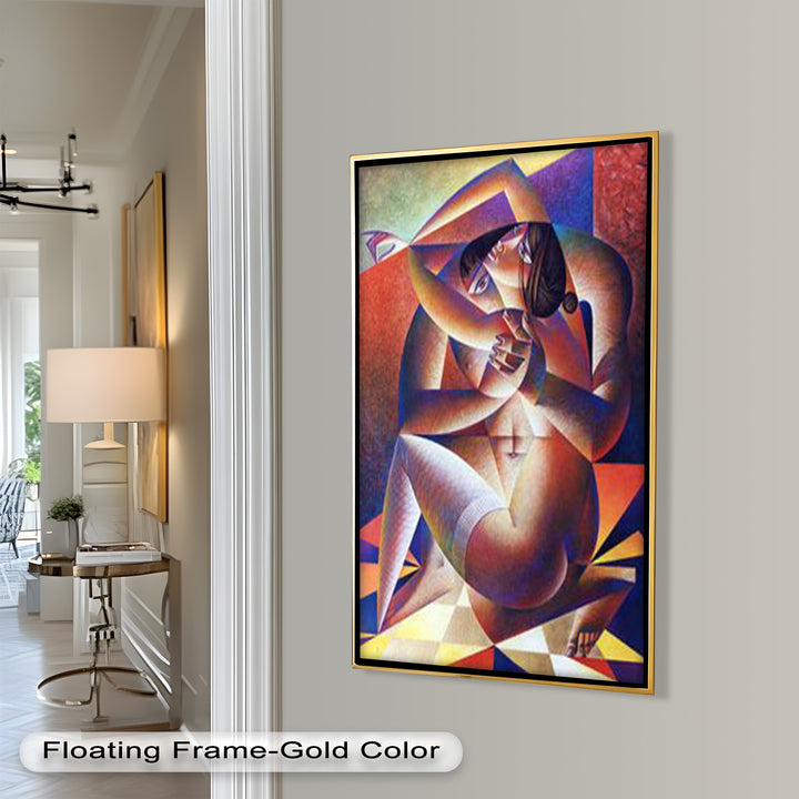 Entwined Forms – Abstract Lovers in Geometric Harmony Picasso Oil Painting