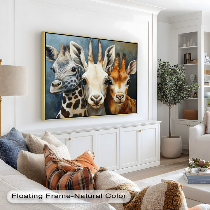 Trio of Giraffes – Animal Oil Painting