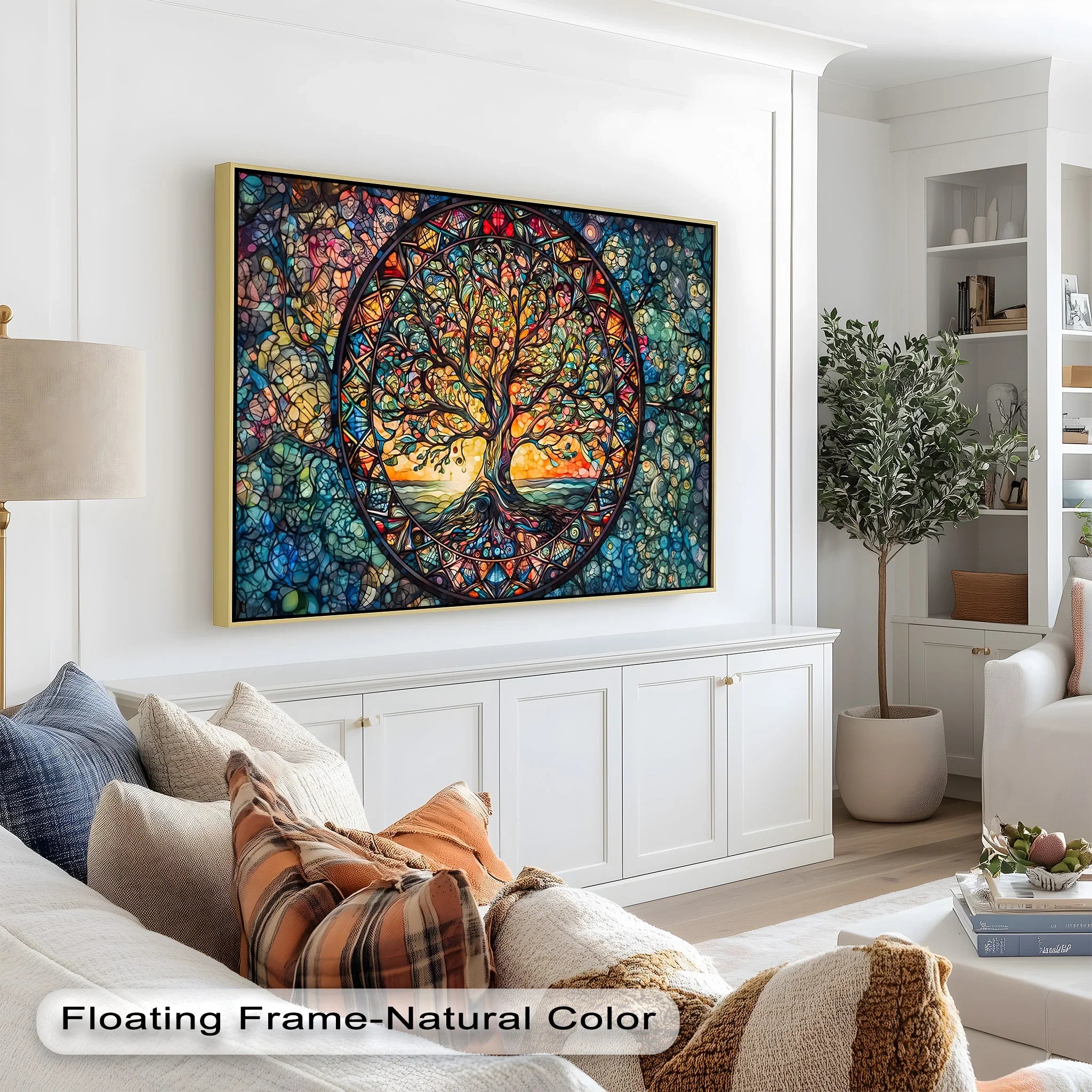 高精彩アクリルアートパネル（5th Anniversary Rella Ver. Tree of Life Mandala Wall Art – Colorful Framed Oil Painting