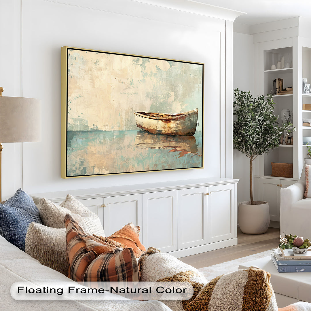 Old Wood Boat – Framed Oil Painting