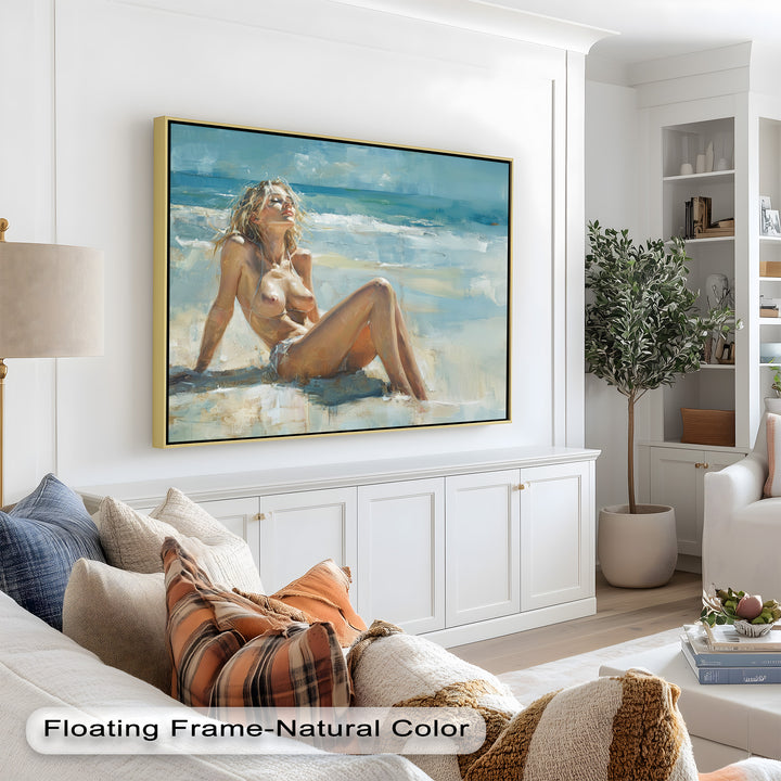 Sun-Kissed Serenity – Beachside Nude Figurative Oil Painting