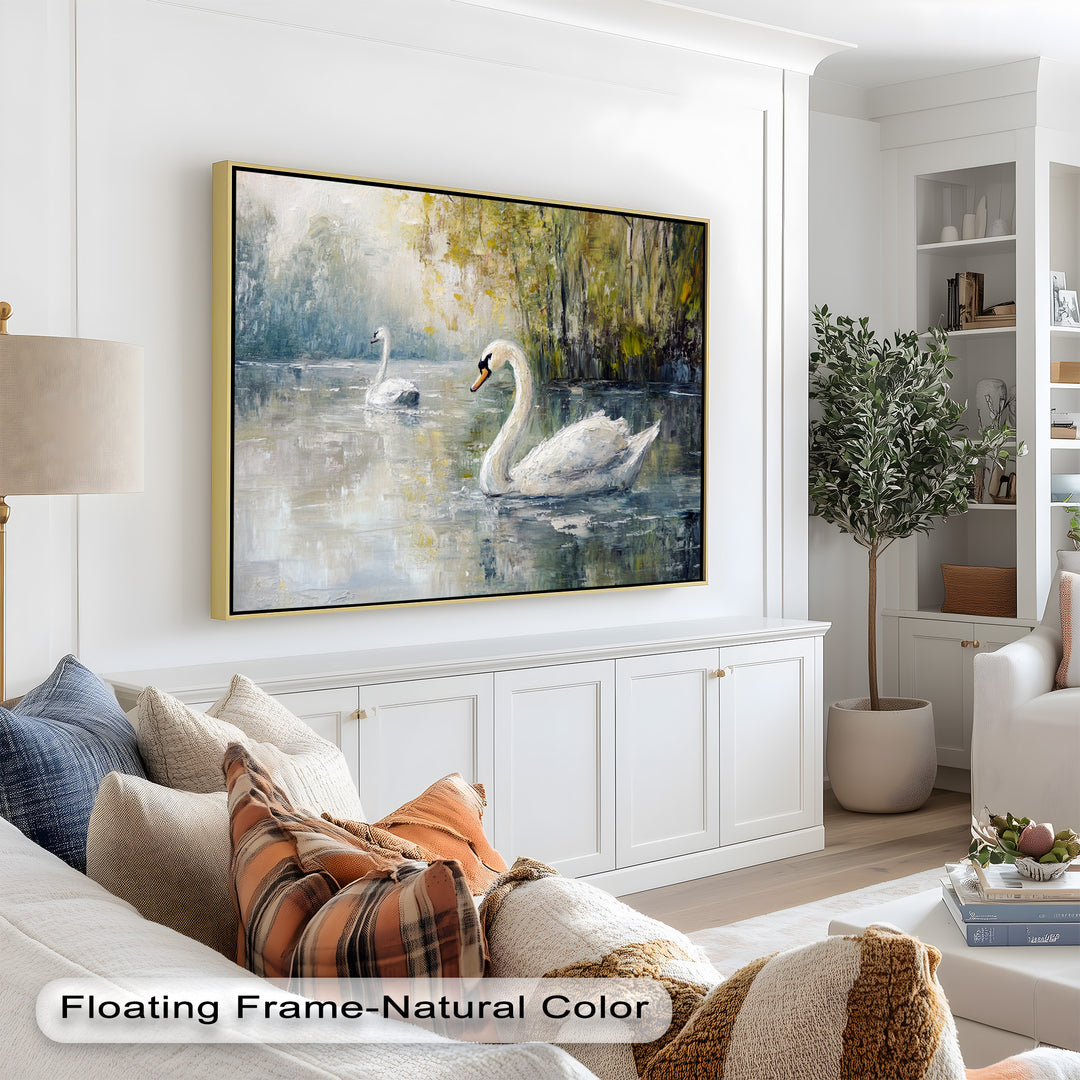 Swans on the Lake – Animal Oil Painting