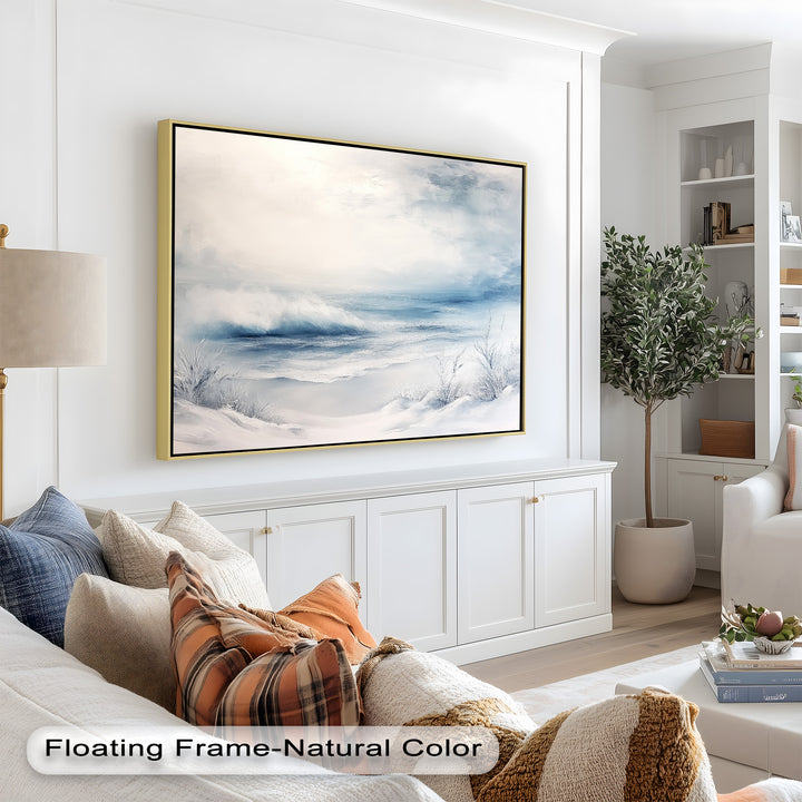 A poetic portrayal of winter’s quiet grace, this artwork transforms a frozen coast into a serene, timeless landscape.