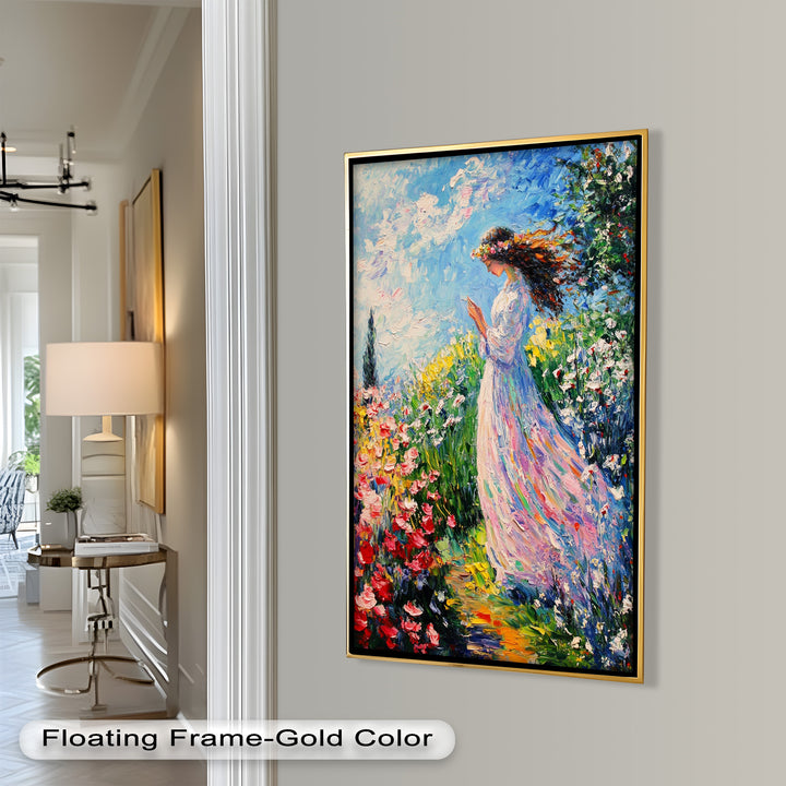 Woman in Floral Crown - Impressionist Oil Painting