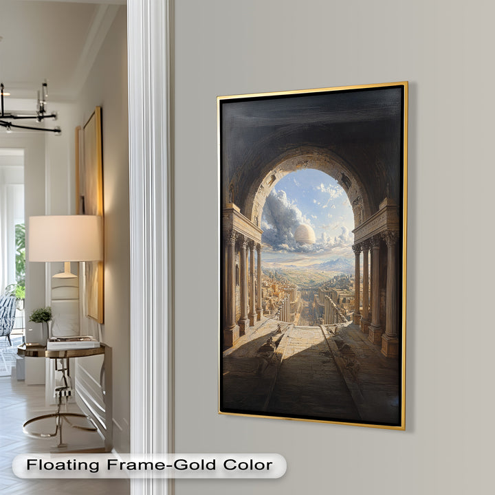 Celestial Archway over an Ancient Metropolis – Renaissance Oil Painting