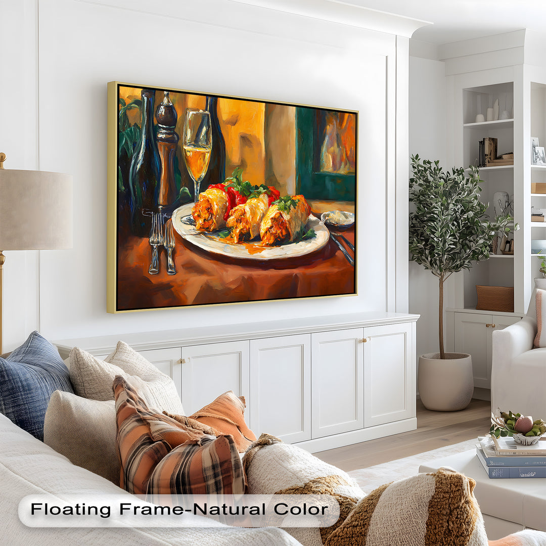 Gefüllte Paprika und Wein – Gourmet-Essszene Food Painting