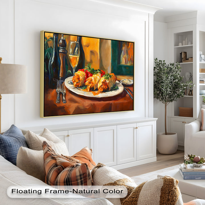 Gefüllte Paprika und Wein – Gourmet-Essszene Food Painting